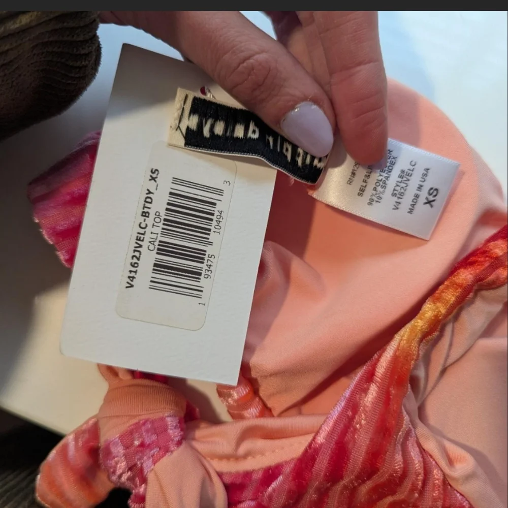 Pink and Orange One Shoulder Bikini Top